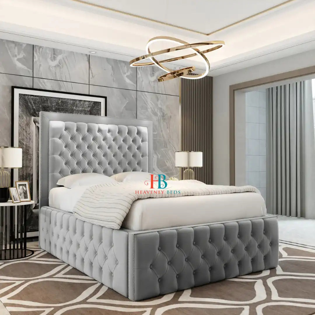 Upholstered bed frame in king size or superking size