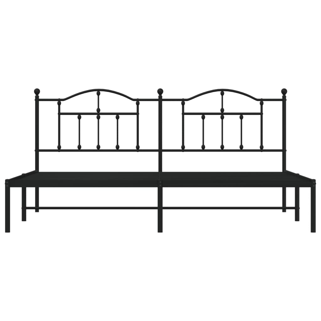 Metal Bed Frame without Mattress with Headboard Black 200x200cm - Heavenlybeds