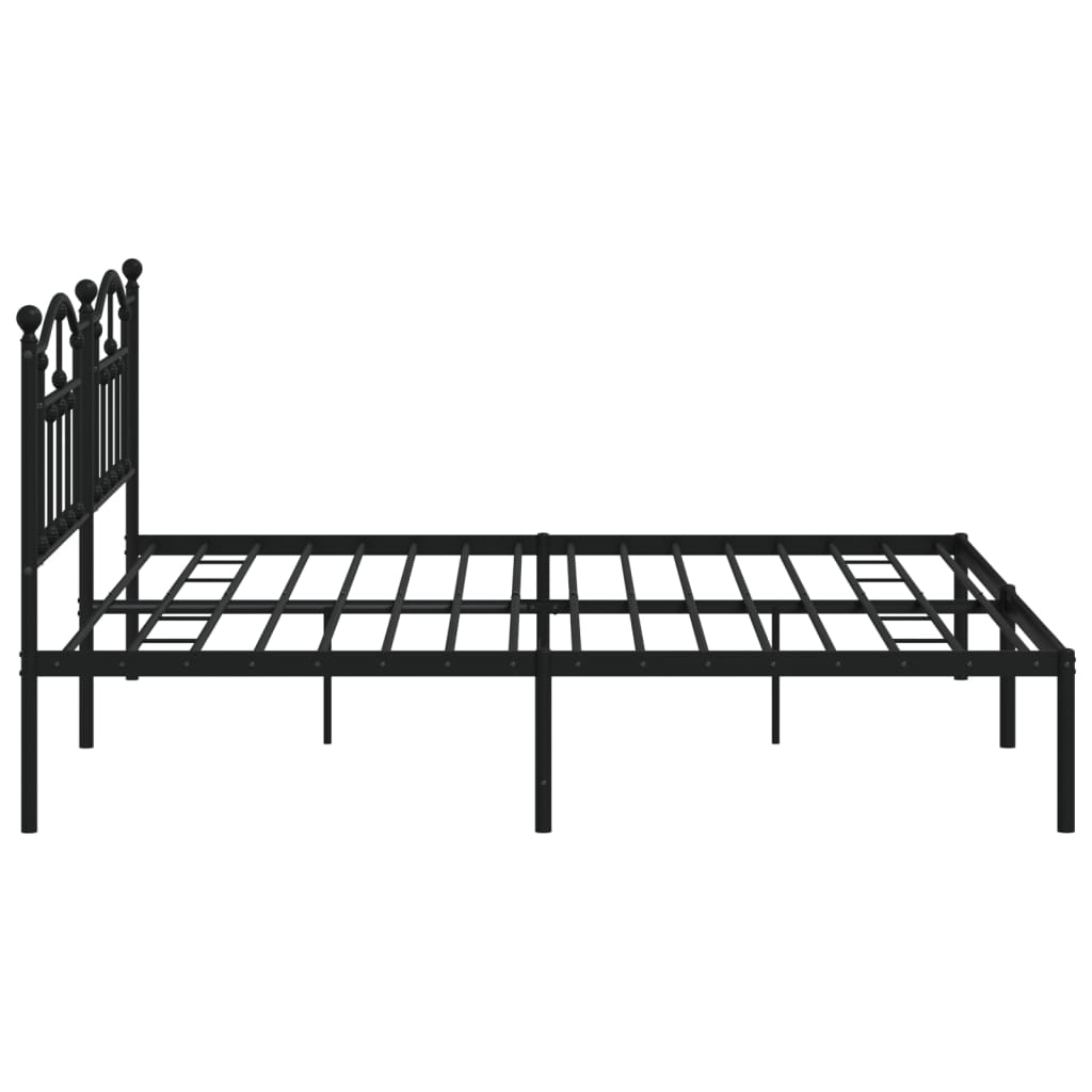 Metal Bed Frame without Mattress with Headboard Black 200x200cm - Heavenlybeds
