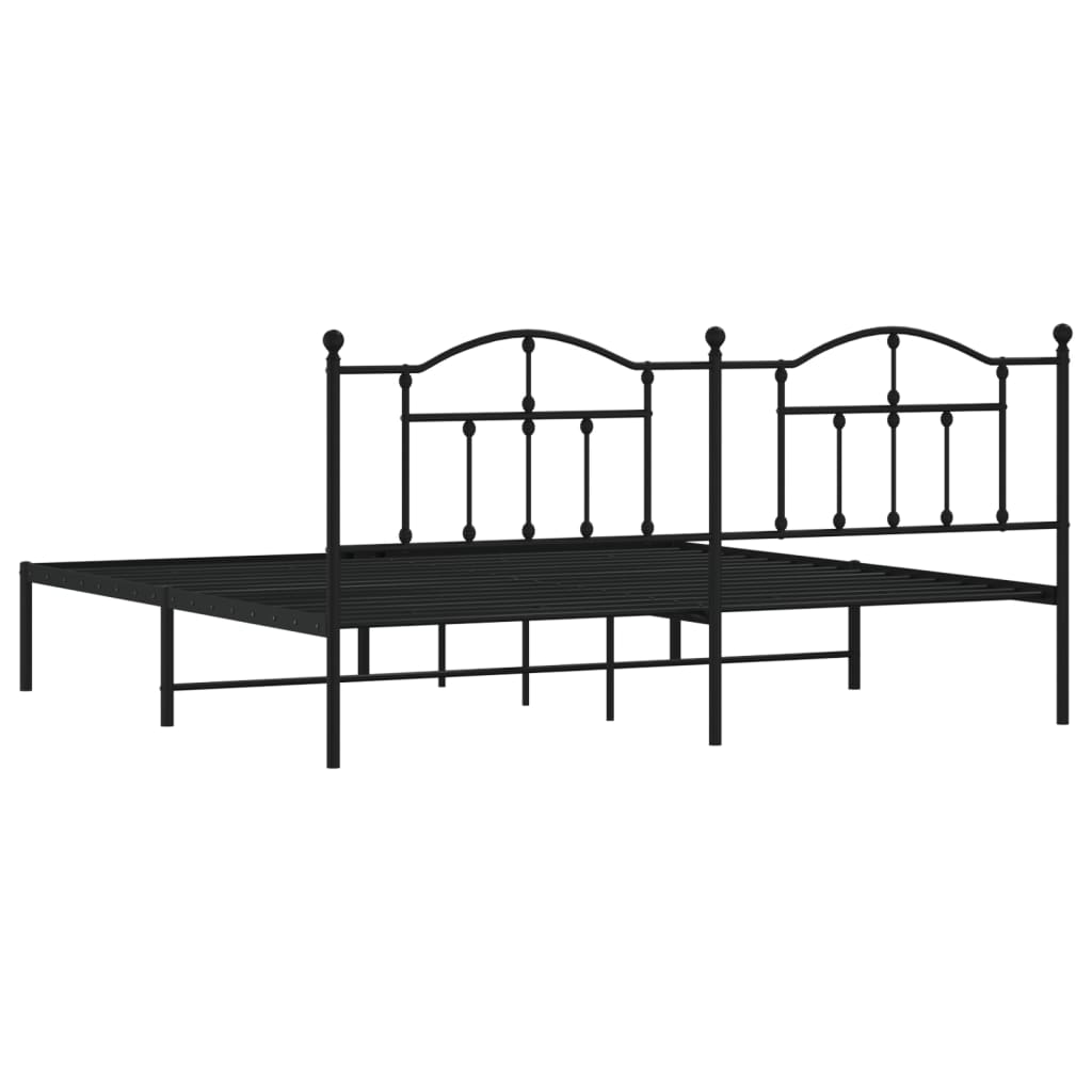 Metal Bed Frame without Mattress with Headboard Black 200x200cm - Heavenlybeds