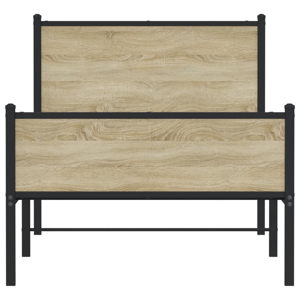 Metal Bed Frame without Mattress Sonoma Oak 75x190 cm Small Single - Heavenlybeds