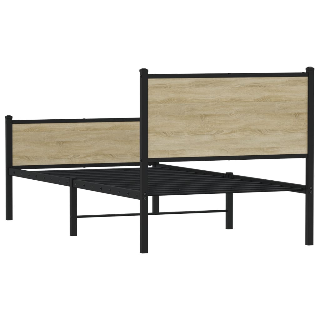 Metal Bed Frame without Mattress Sonoma Oak 75x190 cm Small Single - Heavenlybeds
