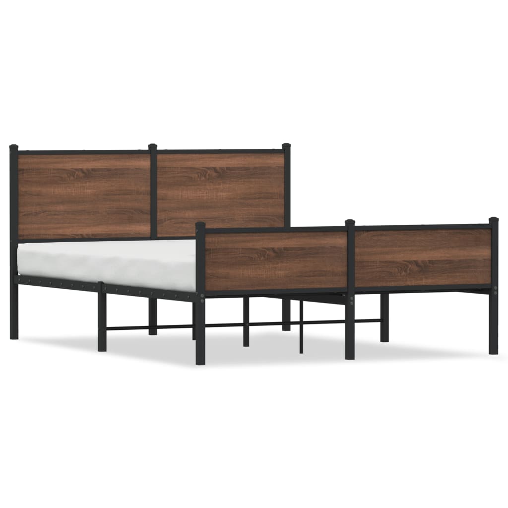 Metal Bed Frame without Mattress Brown Oak 140x200 cm - Heavenlybeds
