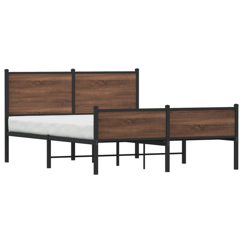 Metal Bed Frame without Mattress Brown Oak 140x200 cm - Heavenlybeds