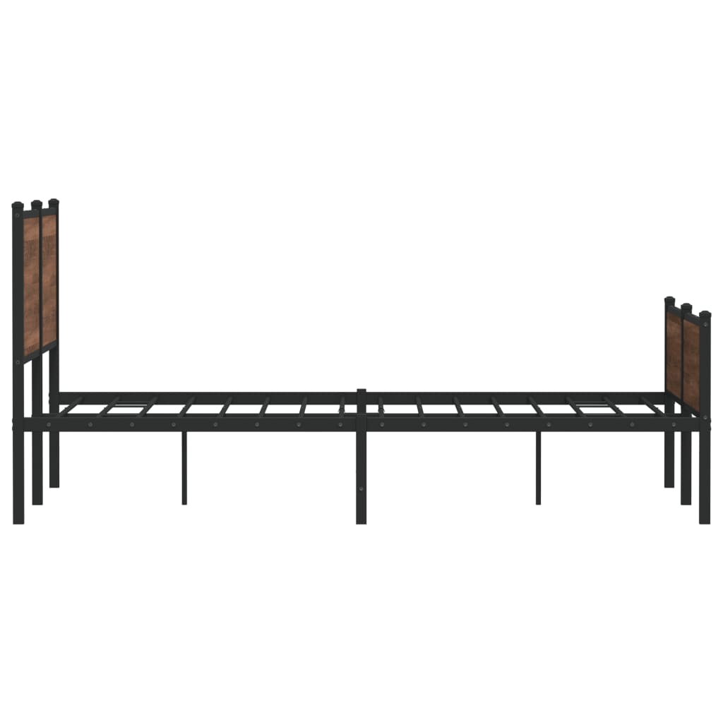 Metal Bed Frame without Mattress Brown Oak 140x200 cm - Heavenlybeds