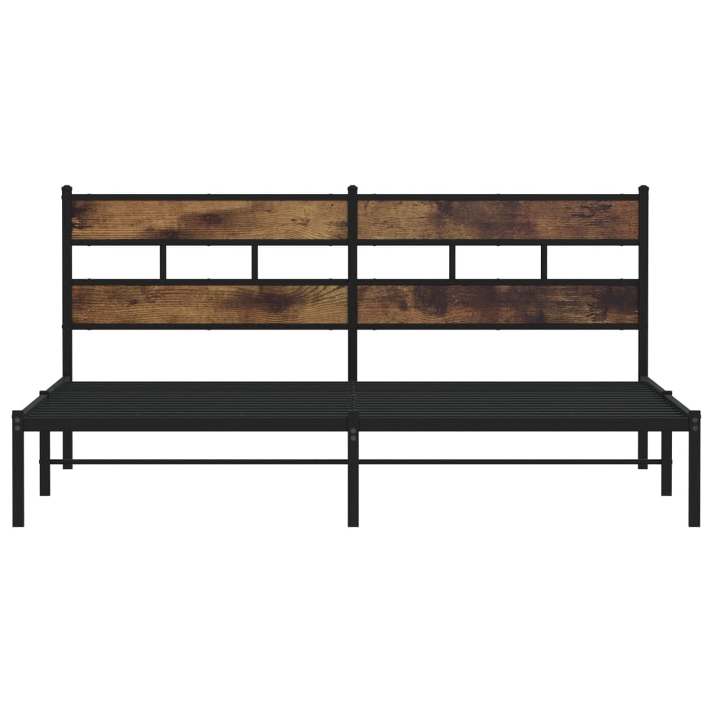 Metal Bed Frame without Mattress Smoked Oak 183x213 cm - Heavenlybeds