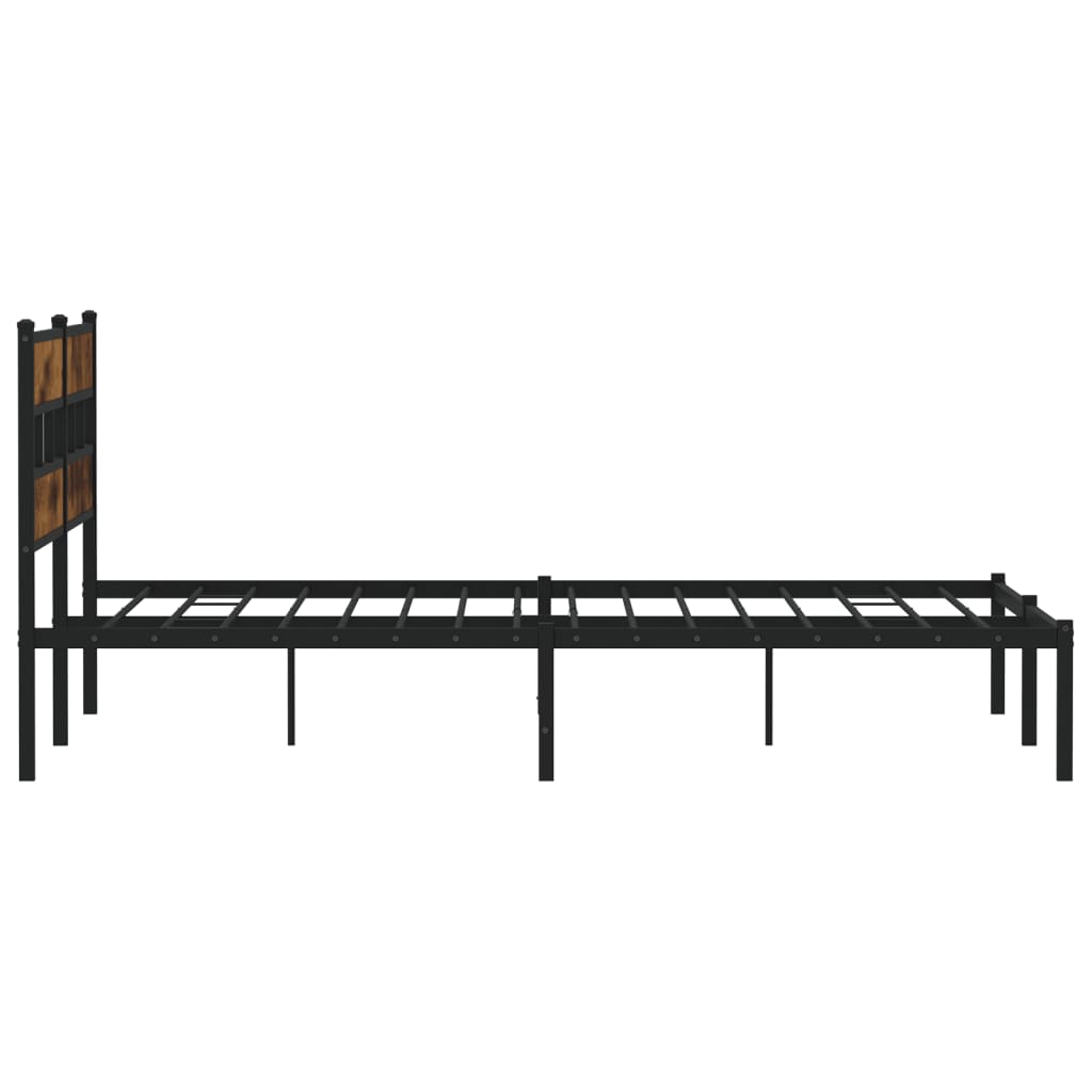 Metal Bed Frame without Mattress Smoked Oak 183x213 cm - Heavenlybeds