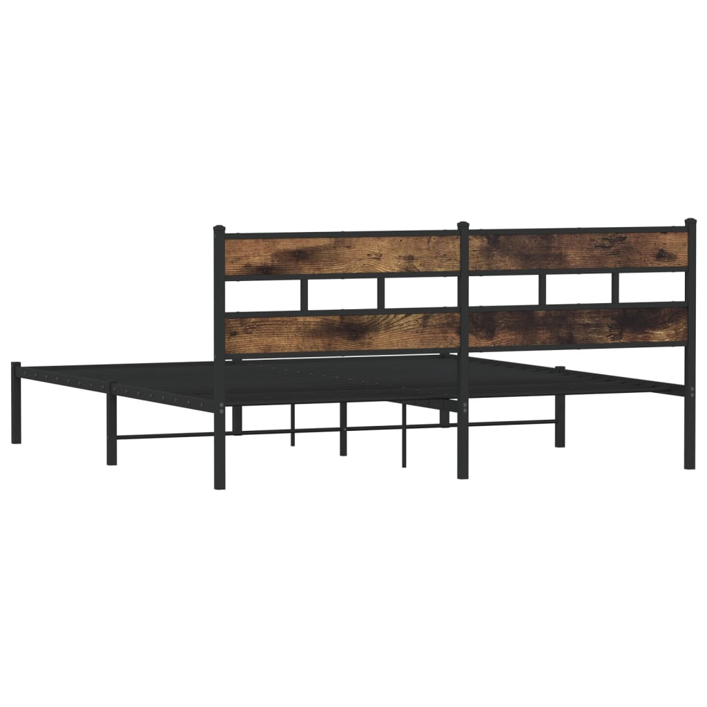 Metal Bed Frame without Mattress Smoked Oak 183x213 cm - Heavenlybeds