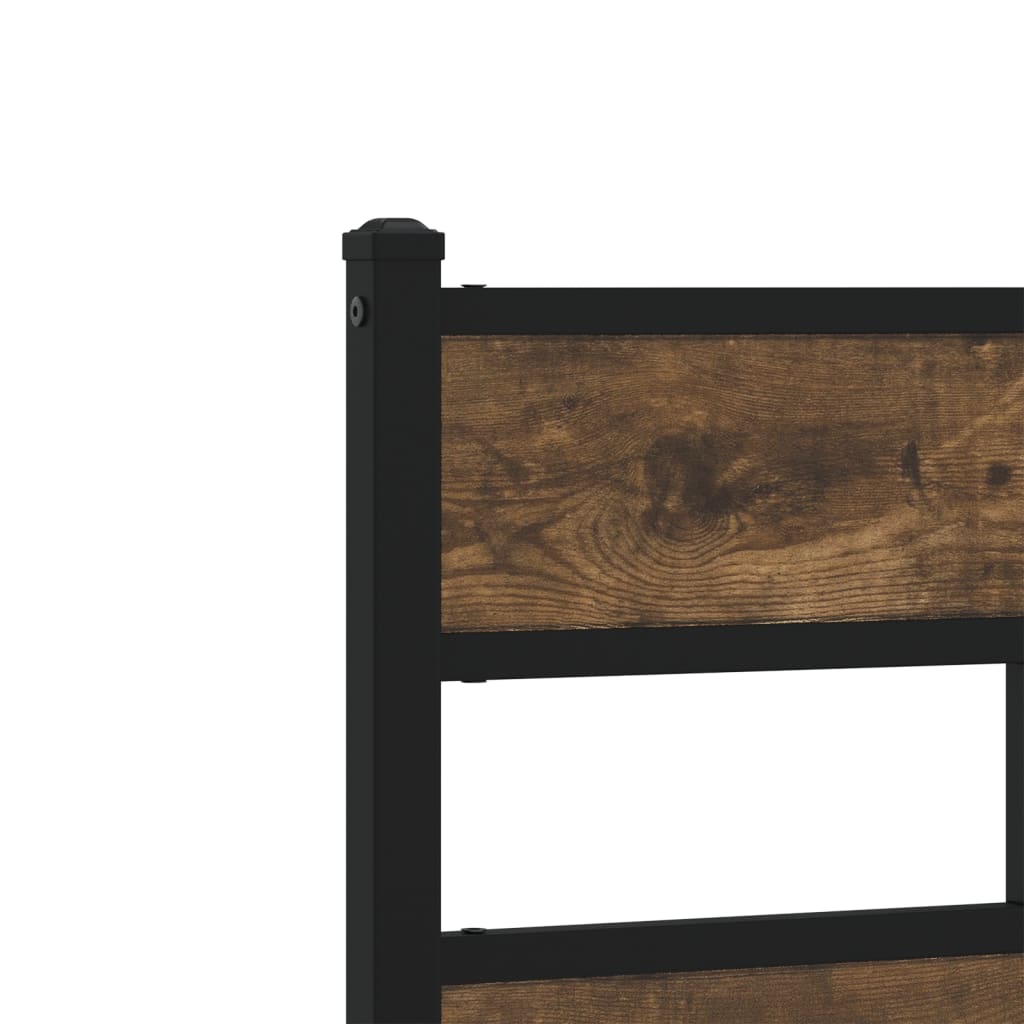 Metal Bed Frame without Mattress Smoked Oak 183x213 cm - Heavenlybeds