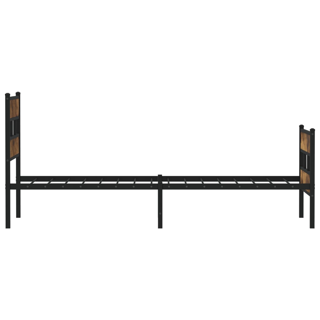Metal Bed Frame without Mattress Smoked Oak 75x190 cm Small Single - Heavenlybeds