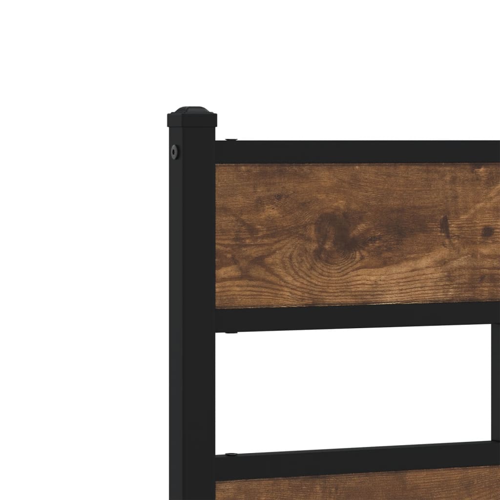 Metal Bed Frame without Mattress Smoked Oak 75x190 cm Small Single - Heavenlybeds