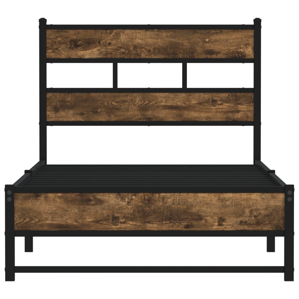Metal Bed Frame without Mattress Smoked Oak 75x190 cm Small Single - Heavenlybeds