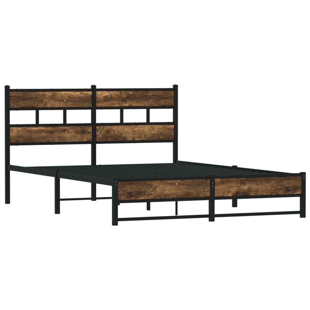 Metal Bed Frame without Mattress Smoked Oak 140x200 cm - Heavenlybeds