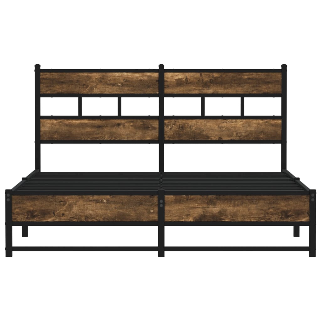 Metal Bed Frame without Mattress Smoked Oak 140x200 cm - Heavenlybeds