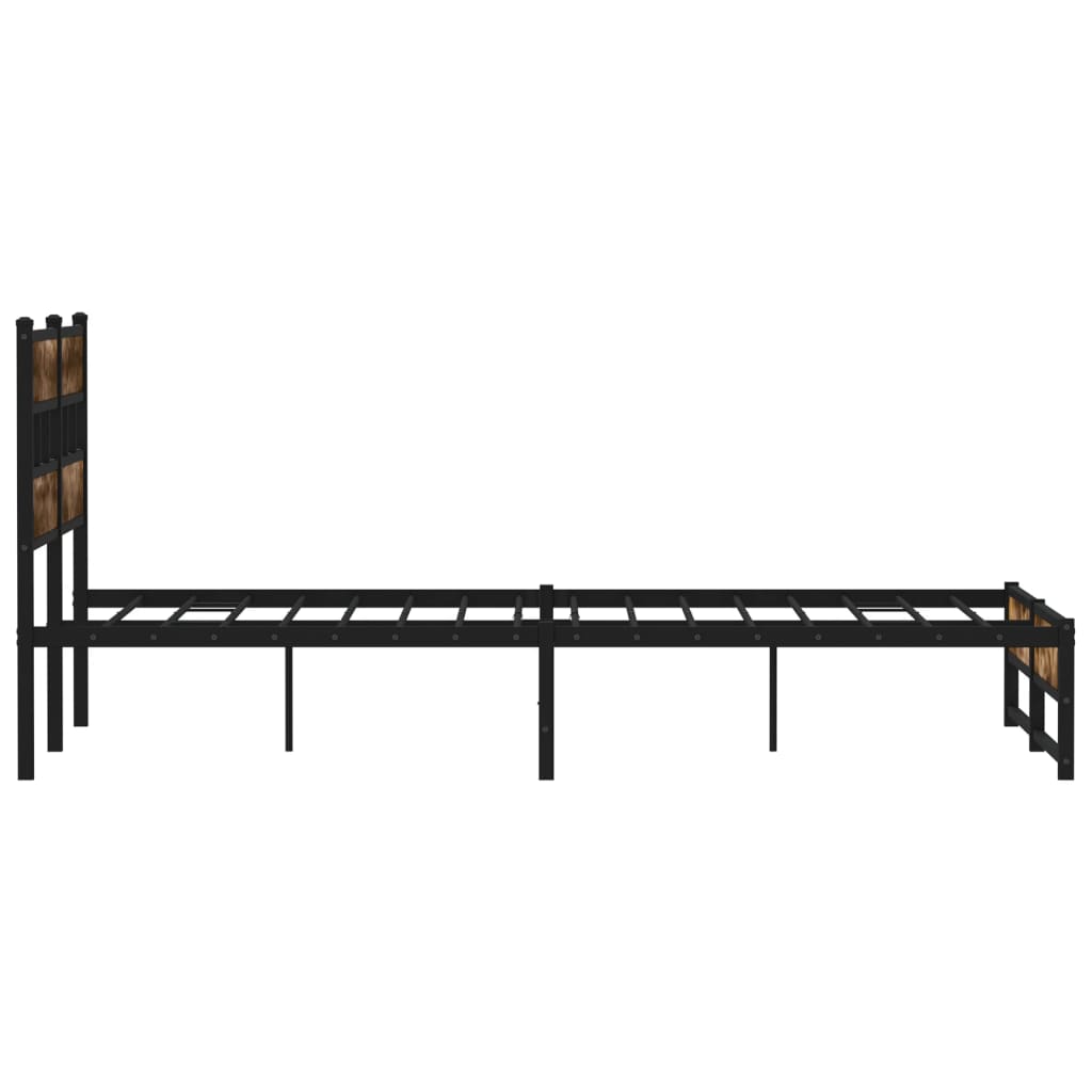 Metal Bed Frame without Mattress Smoked Oak 140x200 cm - Heavenlybeds