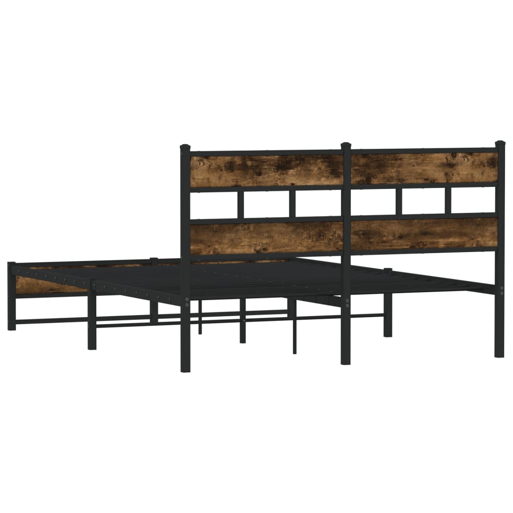 Metal Bed Frame without Mattress Smoked Oak 140x200 cm - Heavenlybeds