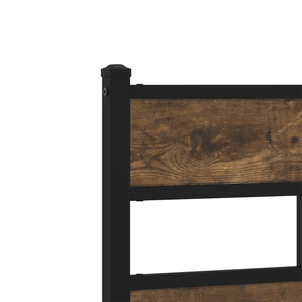 Metal Bed Frame without Mattress Smoked Oak 140x200 cm - Heavenlybeds