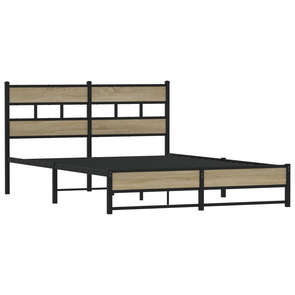 Metal Bed Frame without Mattress Sonoma Oak 140x190 cm - Heavenlybeds