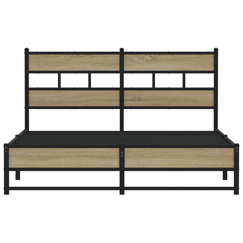 Metal Bed Frame without Mattress Sonoma Oak 140x190 cm - Heavenlybeds