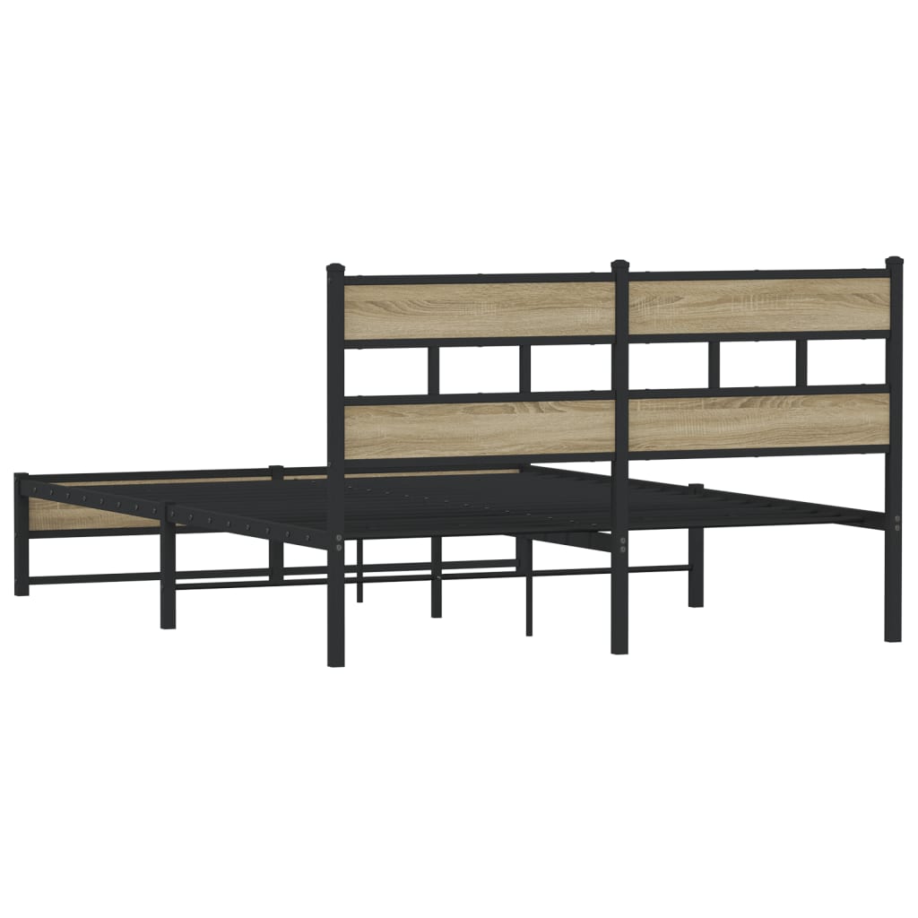 Metal Bed Frame without Mattress Sonoma Oak 140x190 cm - Heavenlybeds