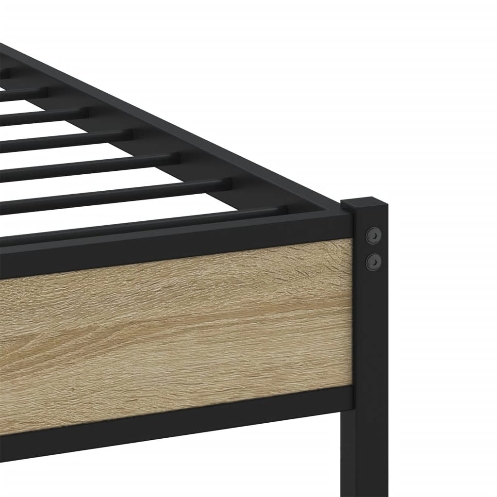 Metal Bed Frame without Mattress Sonoma Oak 140x190 cm - Heavenlybeds