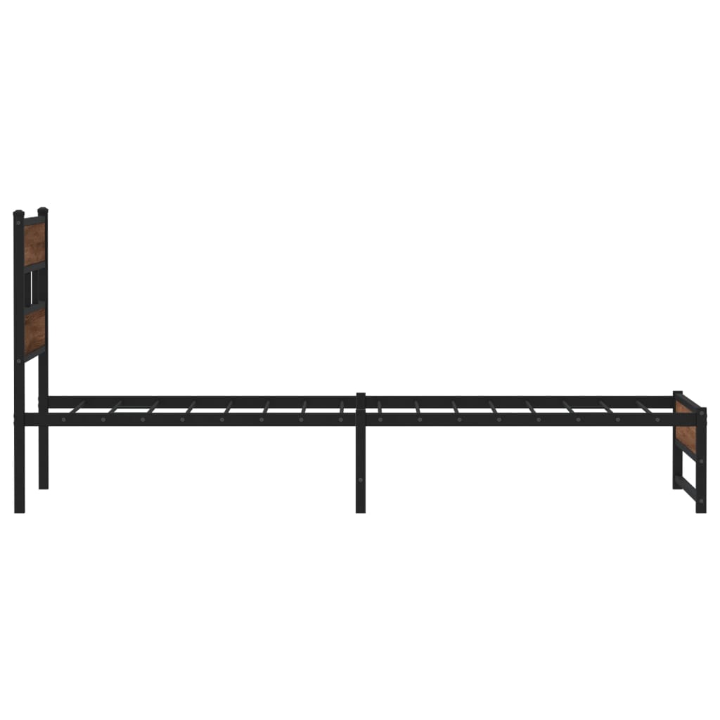 Metal Bed Frame without Mattress Brown Oak 100x190 cm - Heavenlybeds