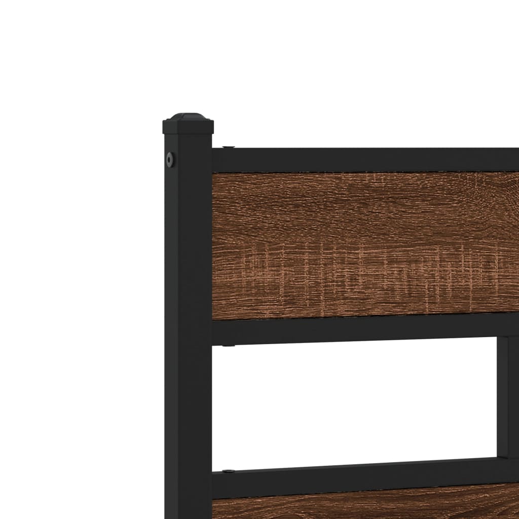Metal Bed Frame without Mattress Brown Oak 100x190 cm - Heavenlybeds