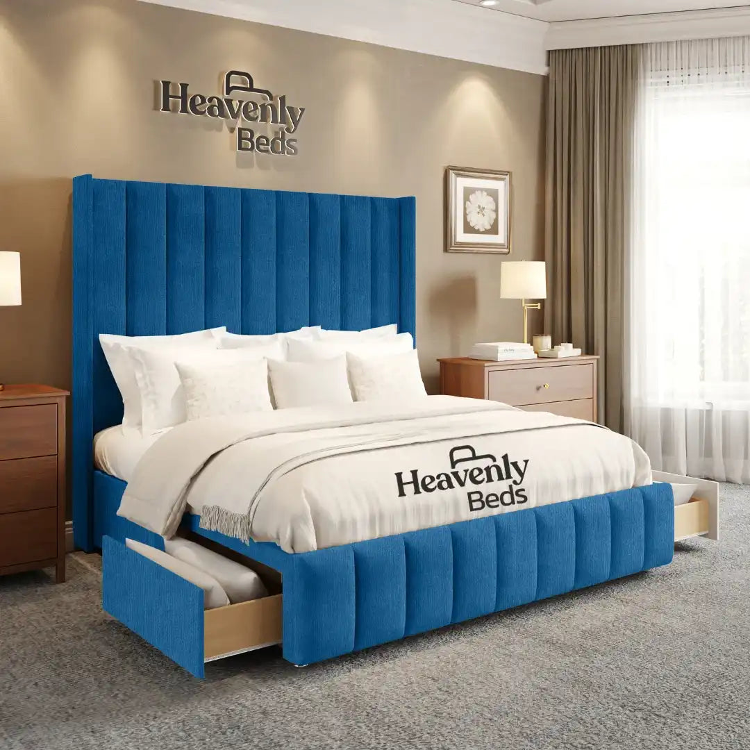 Aero Wingback Divan Bed With Drawer Storage - Heavenlybeds
