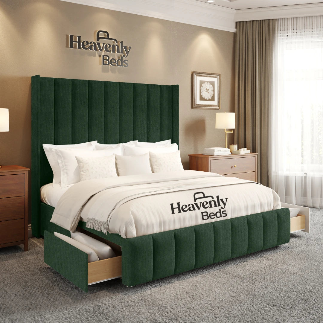 Aero Wingback Divan Bed With Drawer Storage - Heavenlybeds
