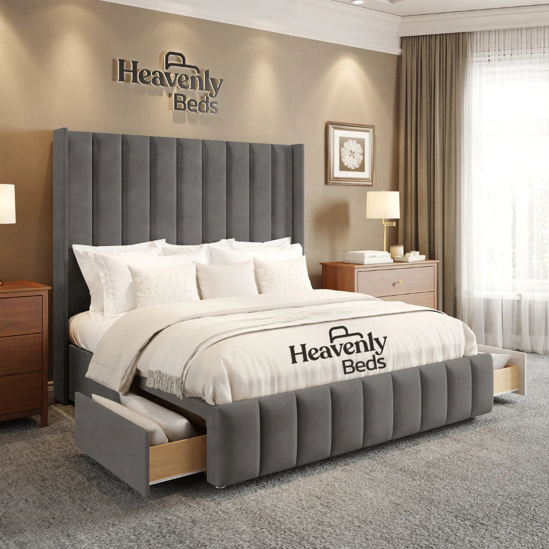 Aero Wingback Divan Bed With Drawer Storage - Heavenlybeds