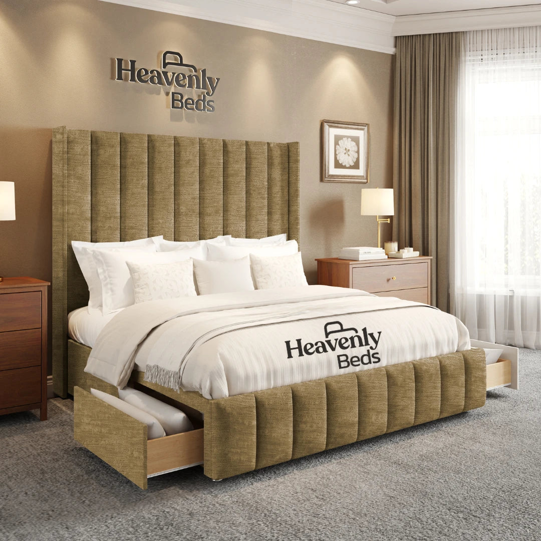 Aero Wingback Divan Bed With Drawer Storage - Heavenlybeds