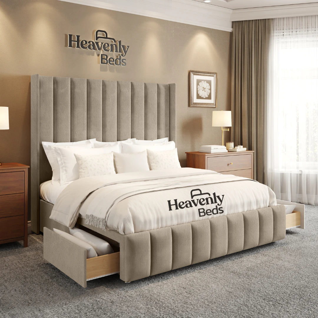 Aero Wingback Divan Bed With Drawer Storage - Heavenlybeds
