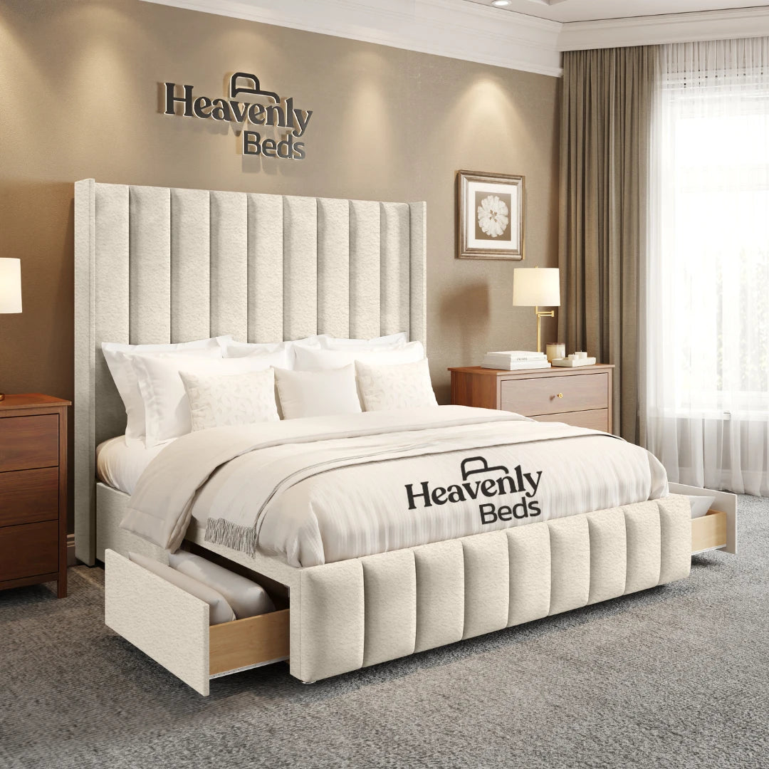 Aero Wingback Divan Bed With Drawer Storage - Heavenlybeds