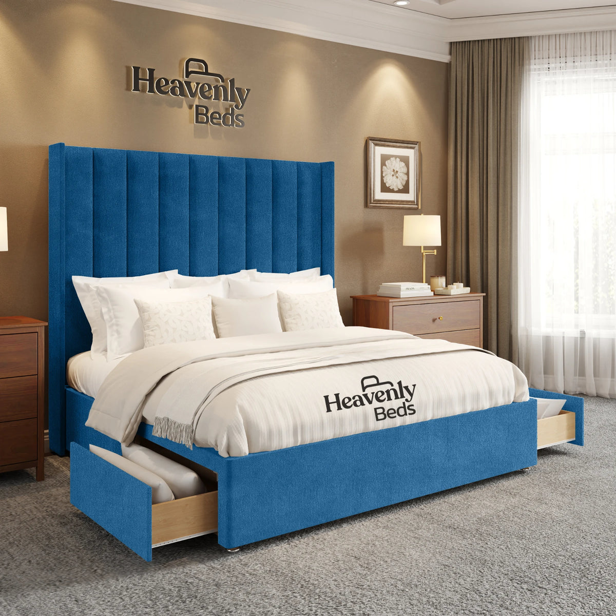 Anya Wingback Divan Bed With Drawer Storage - Heavenlybeds