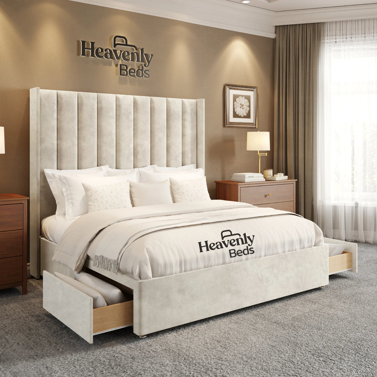 Anya Wingback Divan Bed With Drawer Storage - Heavenlybeds