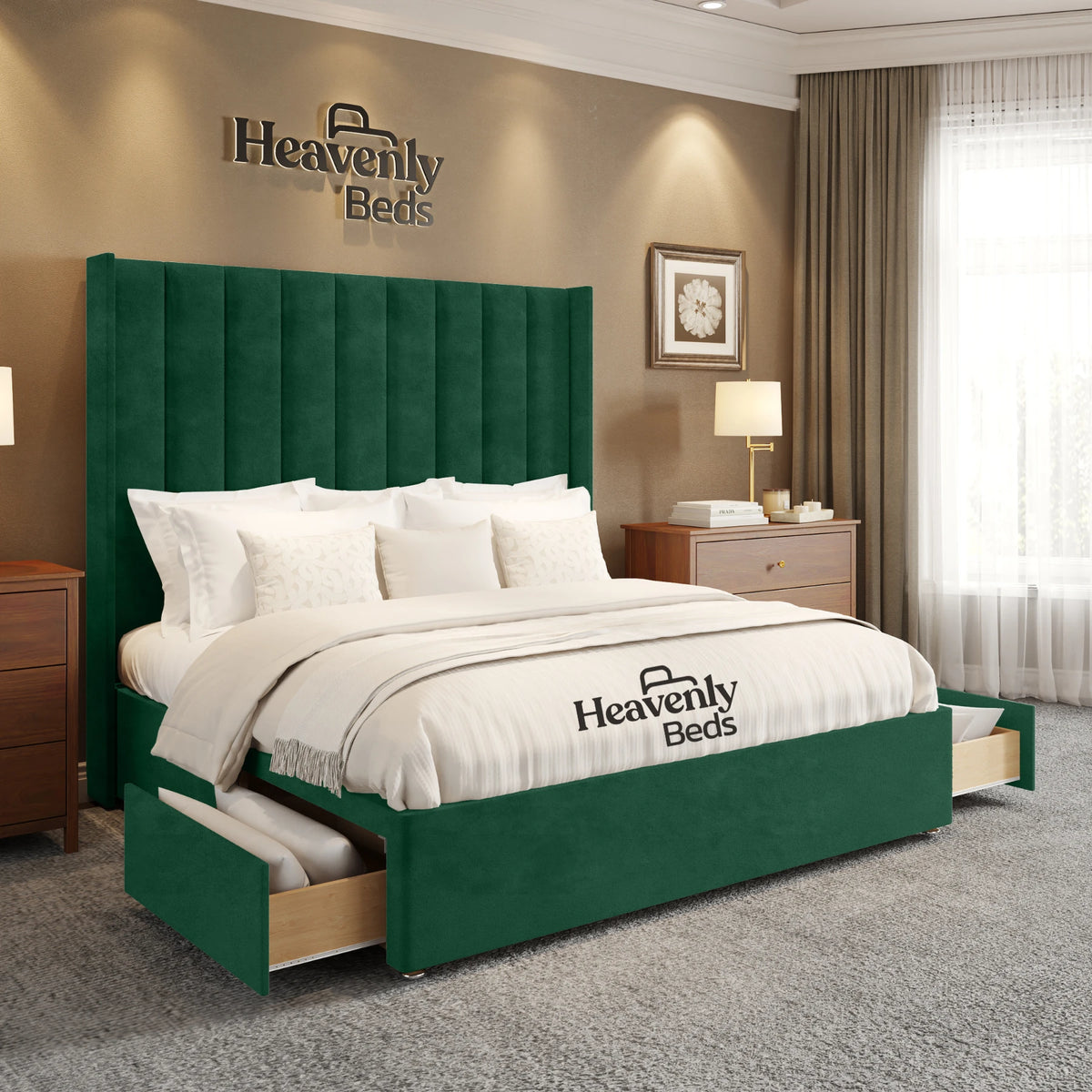 Anya Wingback Divan Bed With Drawer Storage - Heavenlybeds