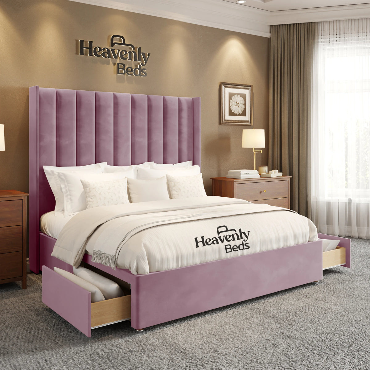 Anya Wingback Divan Bed With Drawer Storage - Heavenlybeds