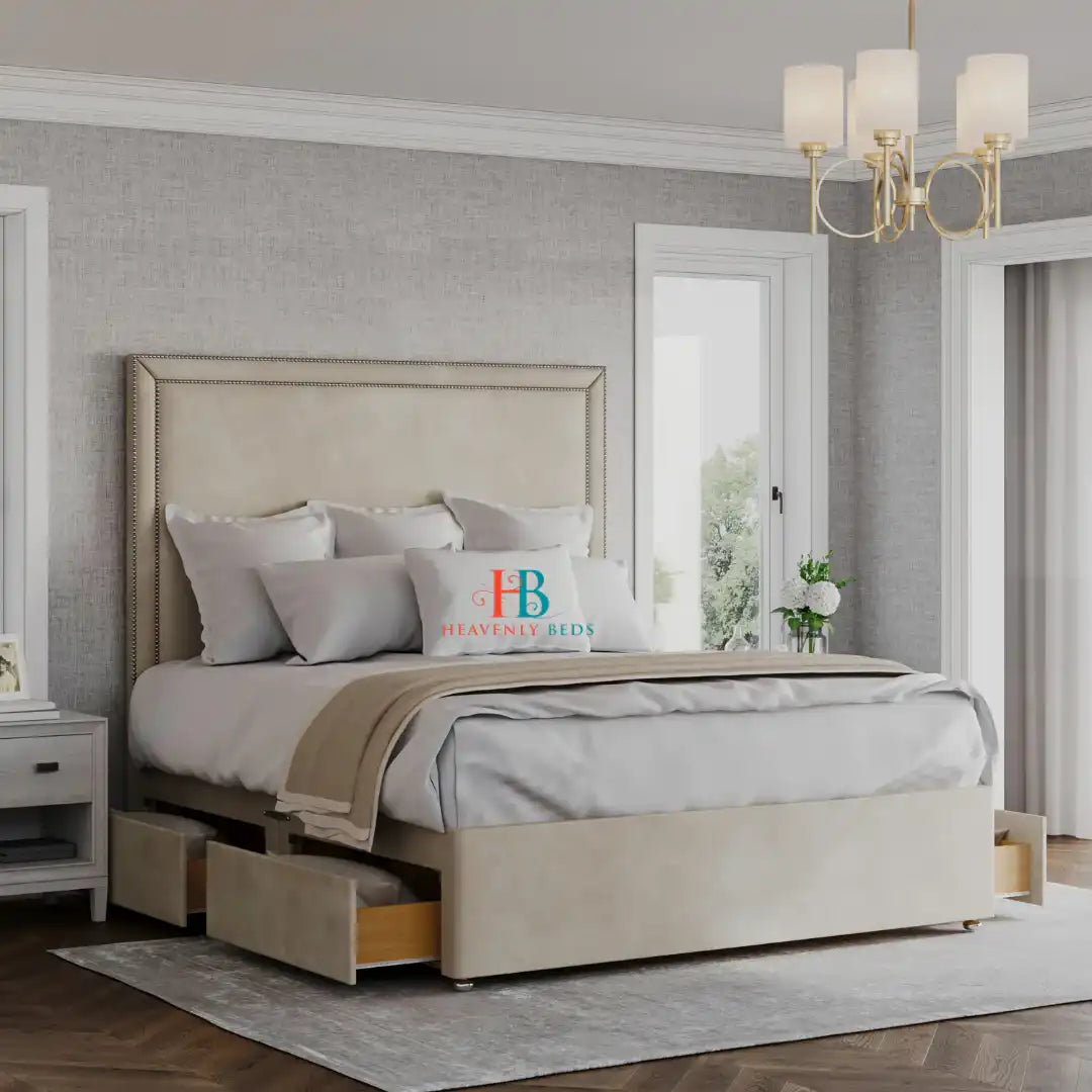 luxury divan bed frame in cream naples