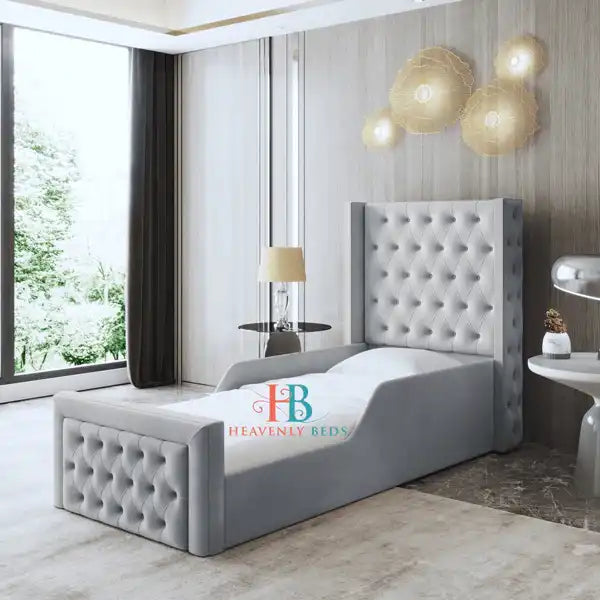 Wingback king sales size bed frame