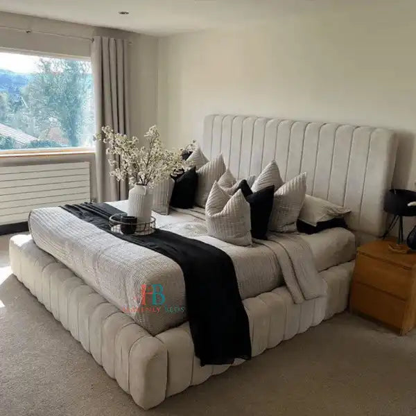 Charlotte Storage Bed Frame 4ft6 Double Cream Naples Heavenlybeds