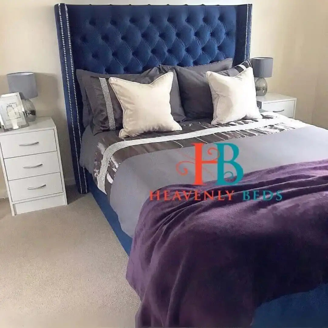 Arthur Wingback Bed Frame - 5ft Kingsize - Floor standing headboard + Storage