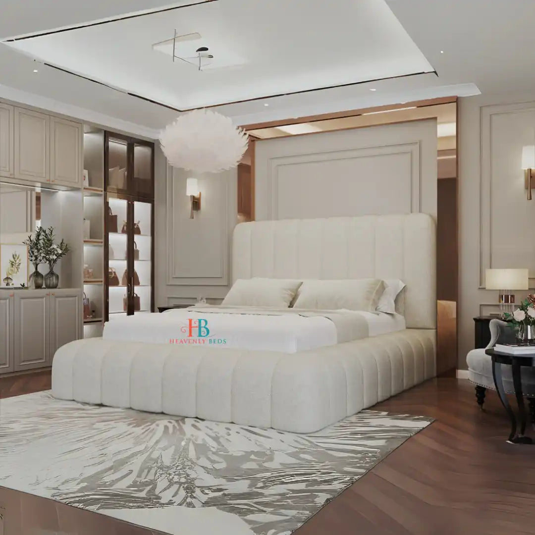 Bubble Padded Teddy Fabric Storage Bed Frame