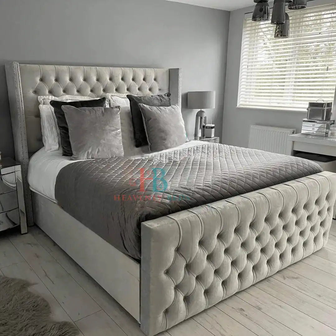 Mila Wingback Storage Bed | 5ft Kingsize Bed Frame – Heavenlybeds