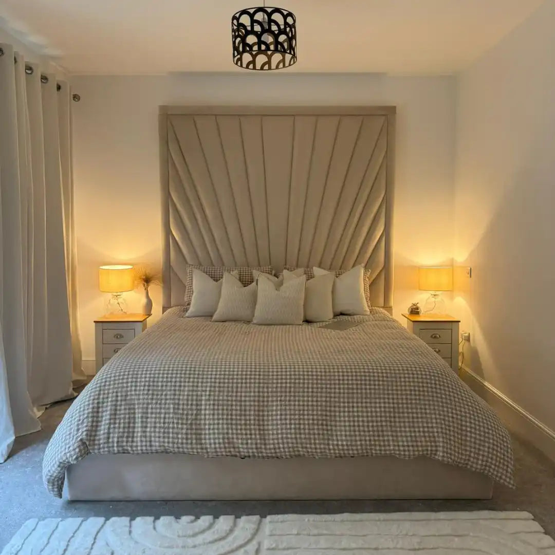 Bed with storage + high headboard