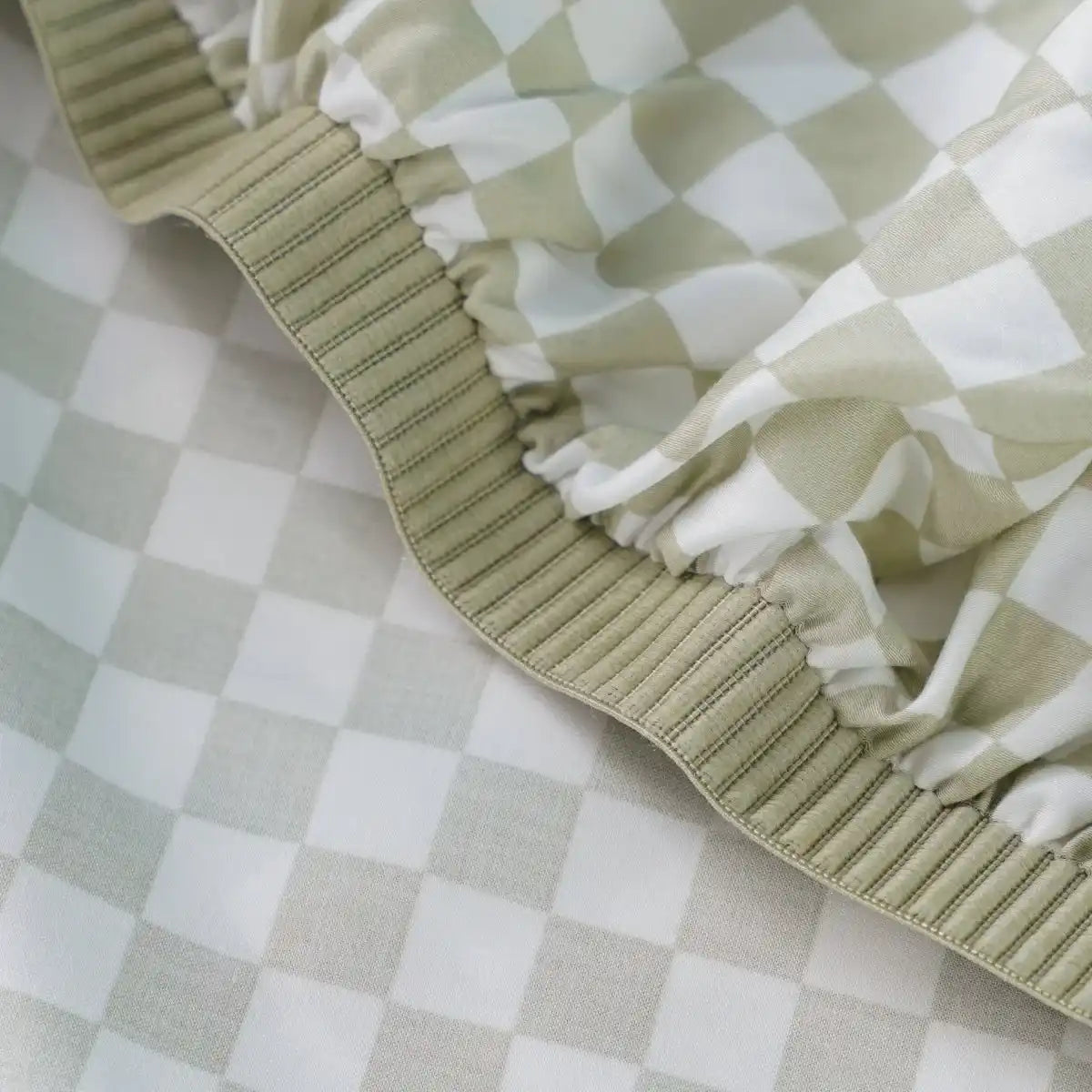 Ackly Bamboo - Sage Green Checkerboard Fitted Sheet