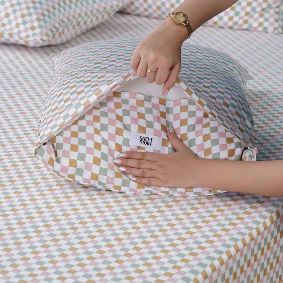 Ella Cotton - Gems Checkerboard Pillowcases Pair