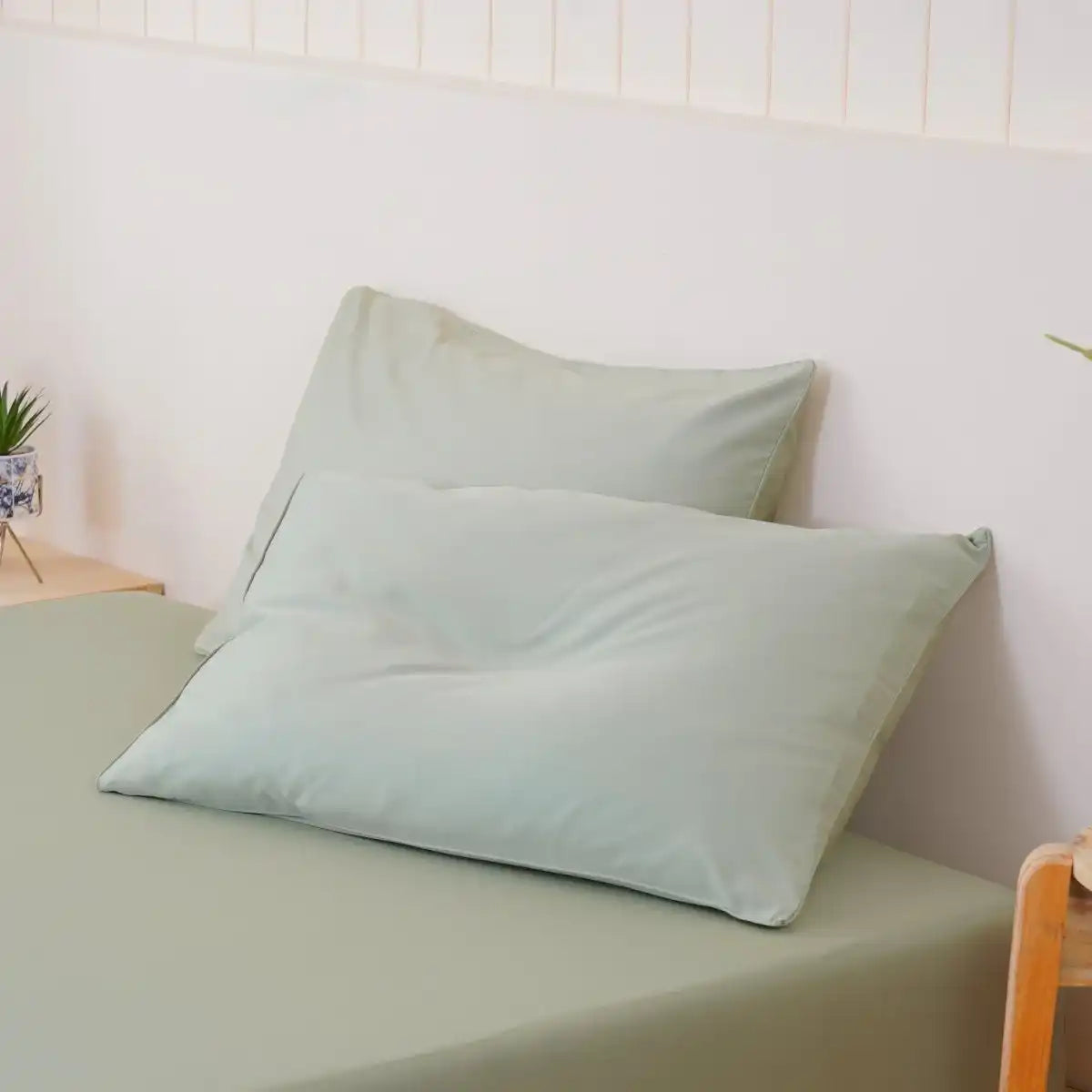 Ella Cotton - Sage Green Pillowcases Pair