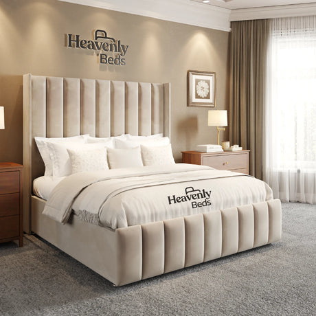 Larch Wingback Storage Bed Frame - Heavenlybeds