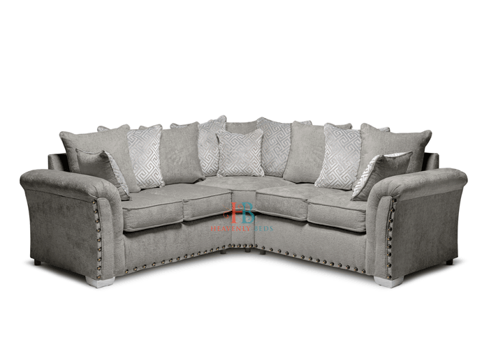 Madrid 2c2 Corner Sofa With Optional Studded Edge Grey Fullback Heavenlybeds