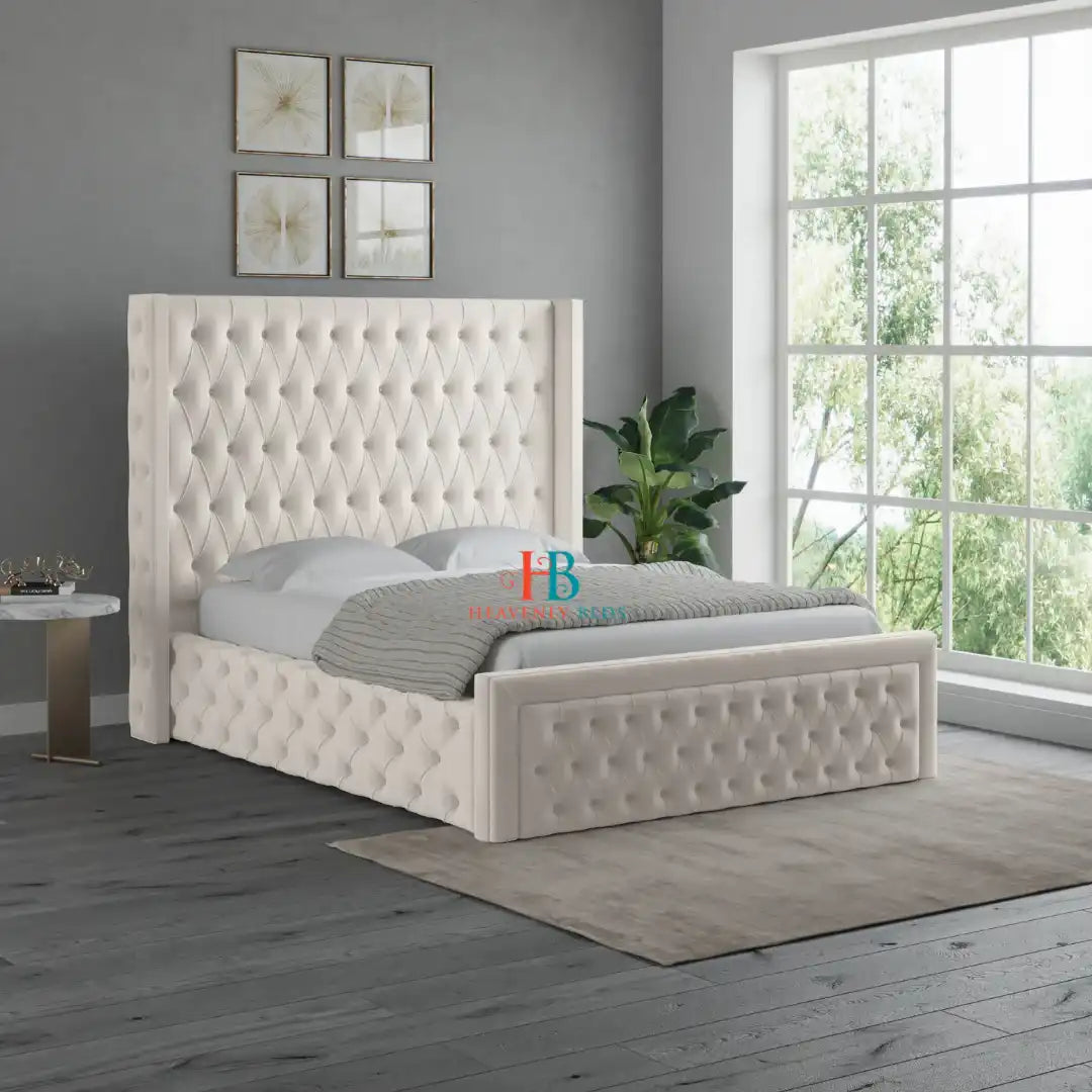 Baxter Chesterfield Wingback Bed Frame - High Headboard – Heavenlybeds